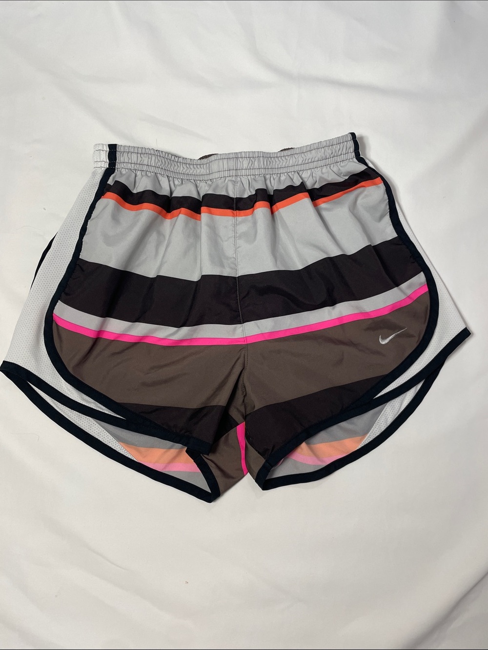Nike Women's Striped Athletic Shorts - Brown, Black, Pink, Orange, Gray, White